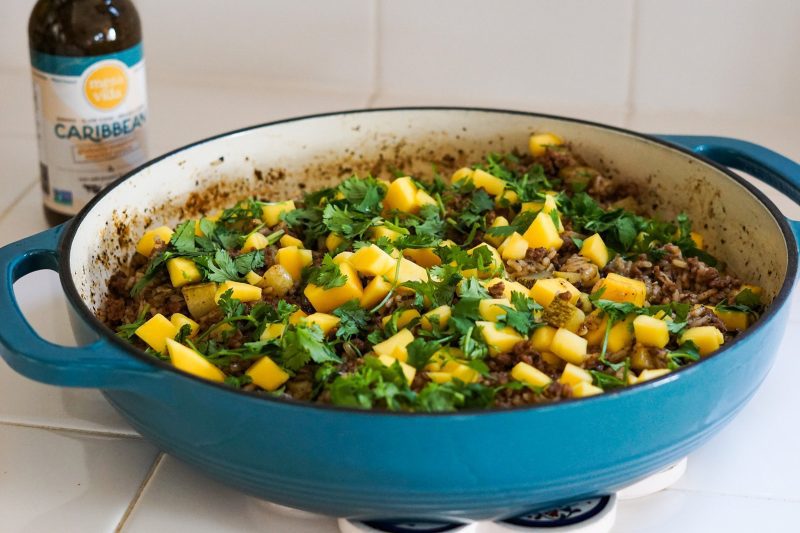 One Pan Caribbean Protein and Rice Skillet Mesa de Vida