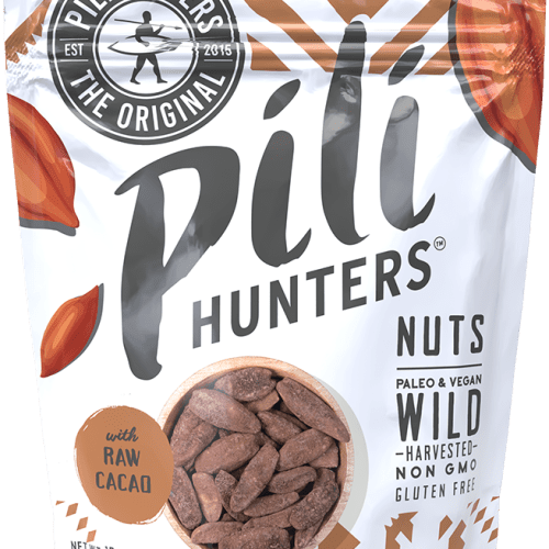 pili hunters nuts with raw cacao front of pkg